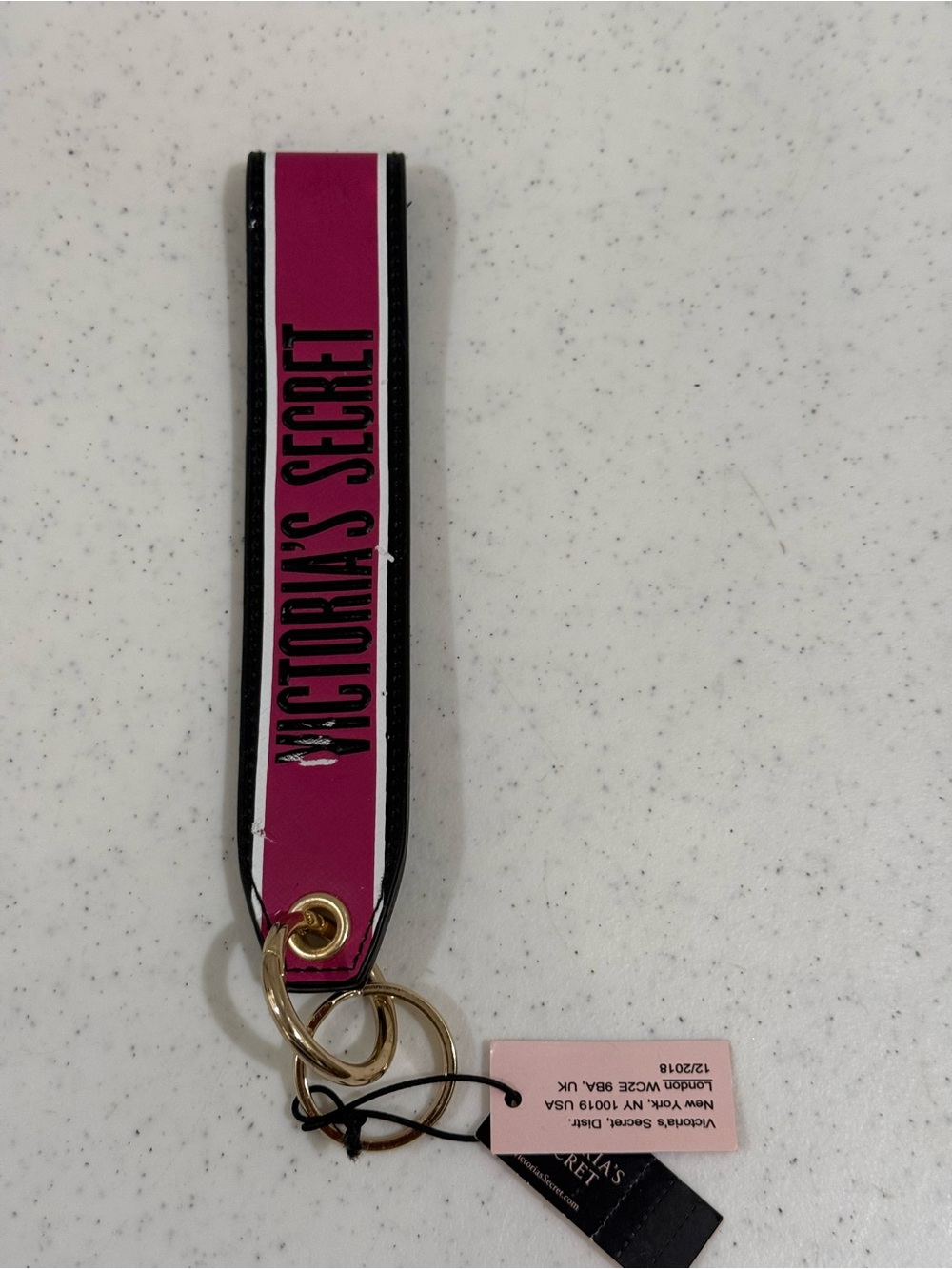 NEW Victoria's Secret Pink and Black Reversible Wrist Charm Keychain